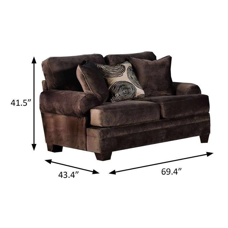 69.4" W Transitional Loveseat, Brown