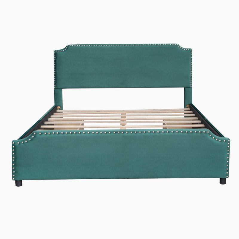 Upholstered Platform Storage Bed, Green
