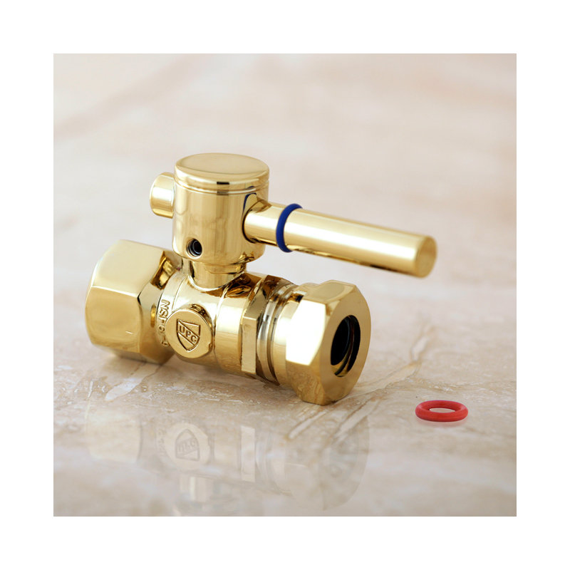 Kingston Brass Concord 1/2-Inch FIP x 1/2 or 7/16-Inch Slip Joint Quarter-Turn Straight Stop Valve, Polished Brass