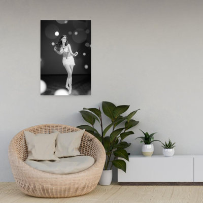 1960S Woman Dancing In White Fringed Halter Top Mini-Dress Skirt And Go-Go Boots Modern Wall Art