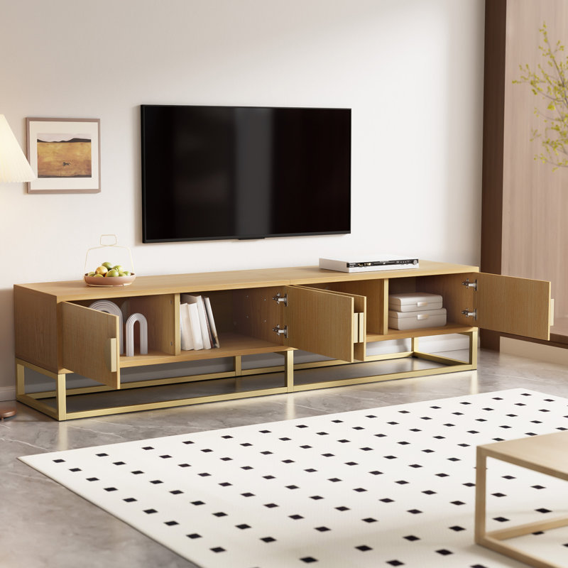 Unfinished TV Stand for TVs up to 85", Natural Wood