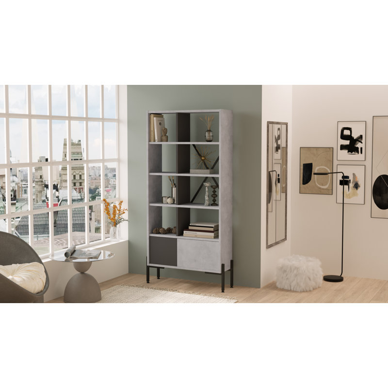 Leonie 160 cm H x 79.6 cm W Standard Bookcase, Beige
