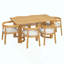Ensemble de table de salle à manger 7 pièces pour 6 personnes, ensemble de table de cuisine rectangulaire avec 6 chaises rembourrées à dossier demi-tonneau, table de salle à manger grain de bois avec dossier incurvé et sièges rembourrés-546094298-546094299