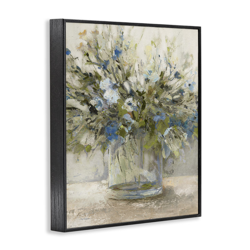  Vase en verre botanique encadré, estampe numérique par Carol Robinson, H 30 po x l 24 po, Giclée encadrée noir minuit