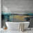 Teal Gold Abstract Landscape Wall Mural-1080869019