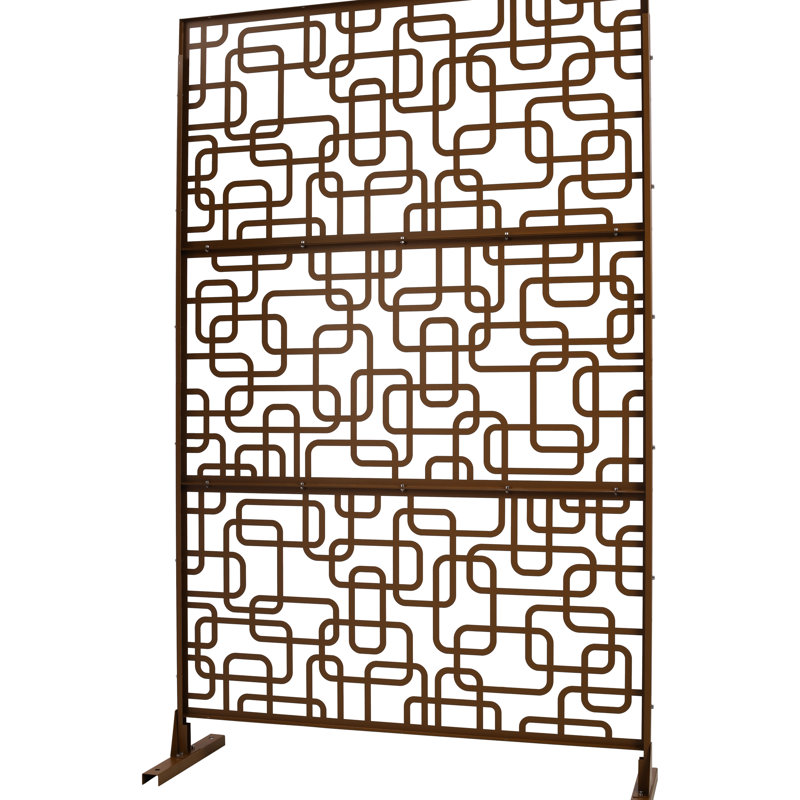 Cloison d'intimité en métal de 76 po H48 po - Brun pour terrasse, balcon, pelouse, jardin, extérieur et intérieur Ps114, Brun