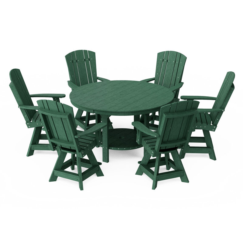 Ensemble de salle à manger 7 pièces à hauteur de comptoir avec chaises pivotantes Heritage, Vert pelouse