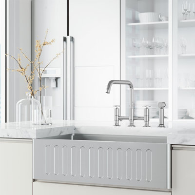 Cass 12" H 2-handle Bridge Kitchen Faucet with Side Sprayer