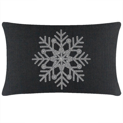 Sparkles Home Snowflake Pillow | Rhinestones & Faux Pearls | Feather Fill | Customizable Colors