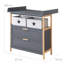 Berlin Unit Including Removable with Drawers and Fabric Boxes, Handles and Frame Made of Bamboo Wood - Anthracite Changing Table
