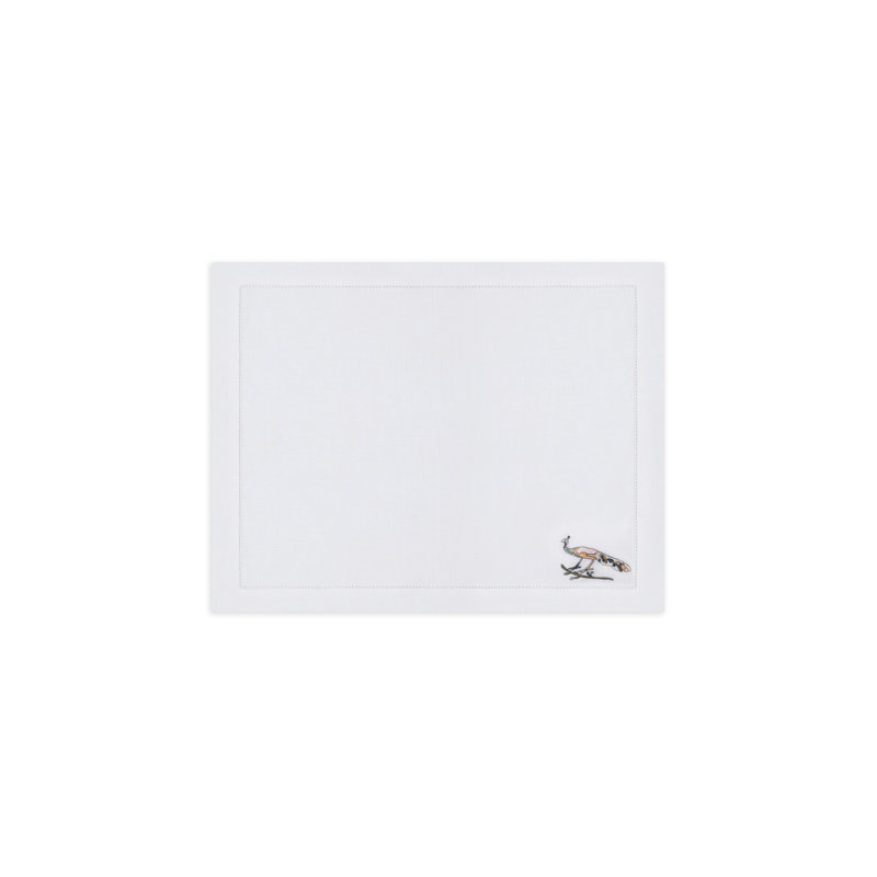 Bird Motif Embroidered Linen Placemats