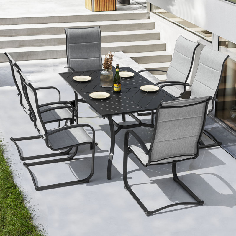 Ensemble repas d'extérieur rectangulaire L 60,63 "pour 6 personnes Nally