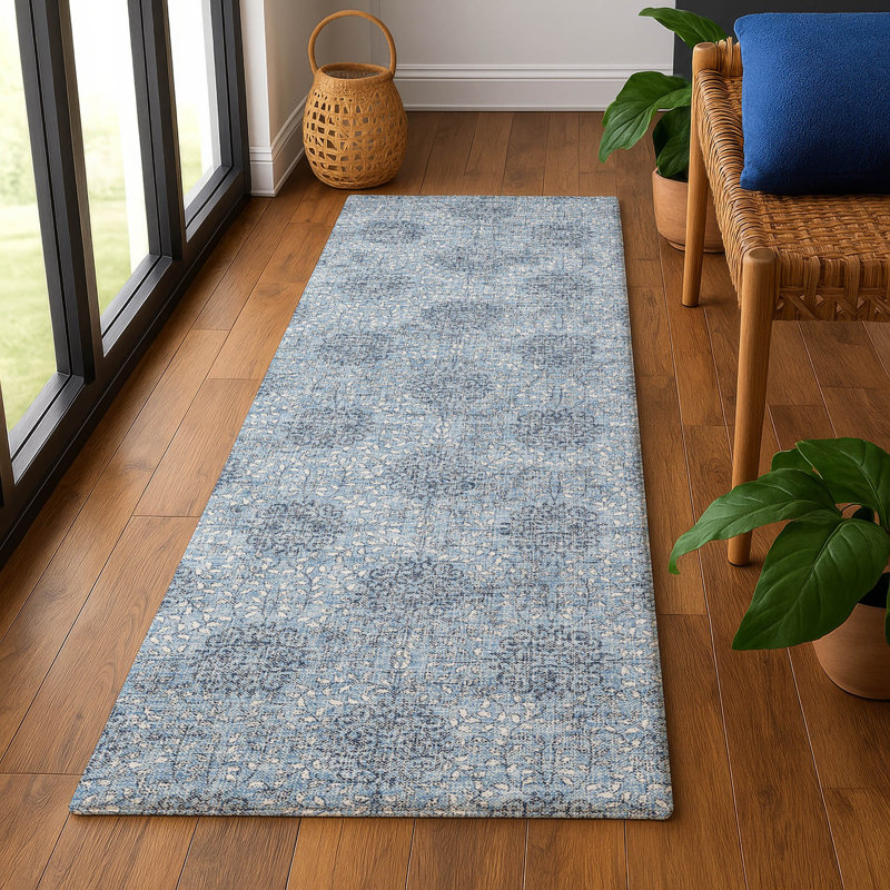 Premium Machine Washable Mayfield AMF1856 Damask Rug, Runner 2'3" x 7'6"