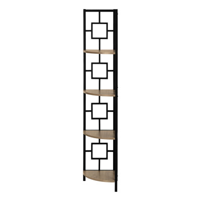 Contemporary 4 Tier , 62"h, Brown Laminate, Black Metal, For Home Organization & Display Space Bookcase, Taupe Finish, Bedroom Office