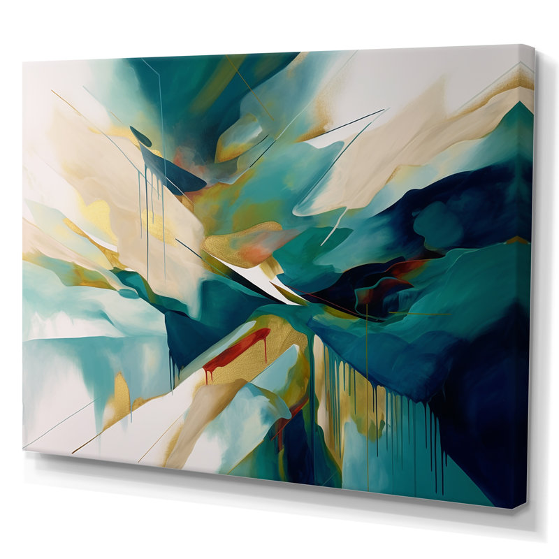 Crème et vert harmonique Convergence II, reproduction d'art sur toile, H 34 po x l 44 po, Toile tendue