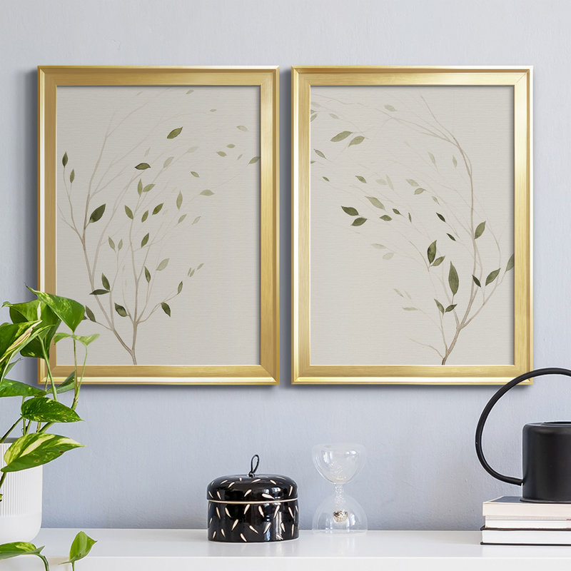 «Wind's Whisper I», ensemble de 2 impressions sur toile encadrées, H 30,5 po x l 22,5 po x P 1,25 po, Cadre doré