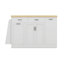 Buffet multifonctionnel avec rangement pour poubelle cachée, armoire à porte coulissante et support à épices à 3 niveaux - Design moderne deux tons-150230280