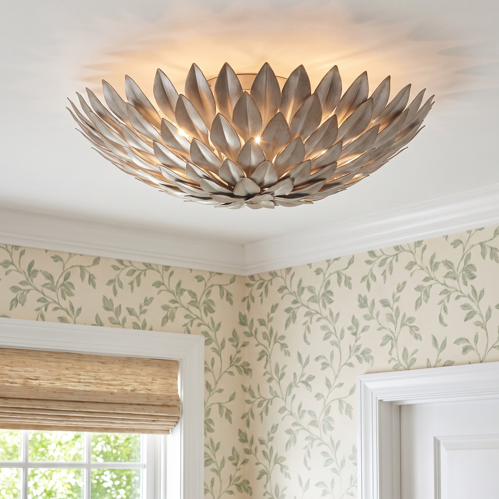 Posie 17-in Aged Silver Flush Mount