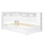 Lit de jour simple en bois avec tablettes de rangement, USB et lit gigogne, blanc
