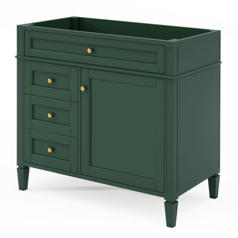 Meuble-lavabo de 36 po sans lavabo supérieur, avec 2 tiroirs et un tiroir rabattable (n'inclut pas le lavabo) , Vert