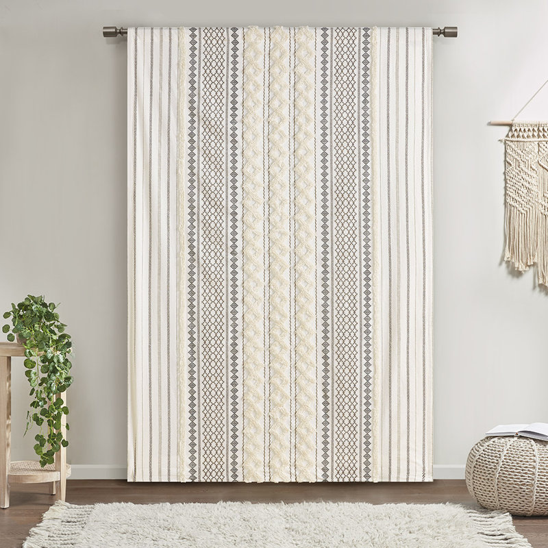 Panneau de rideau simple Boho Imani, Ivoire ivoire, L 50 po x L 108 po