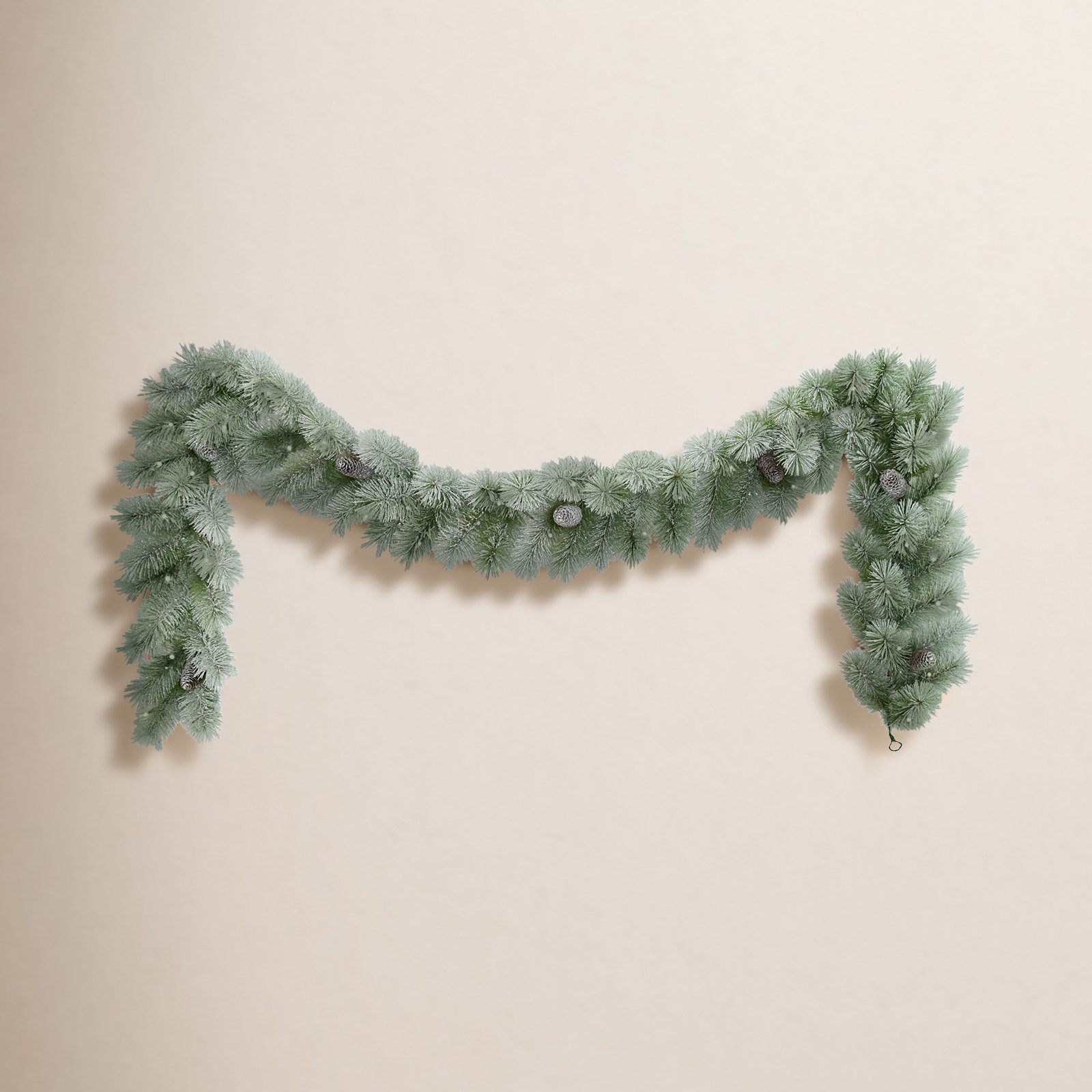 9 Feet by 10 Inches Pre-Lit Flocked Garland with Warm White LED Lights