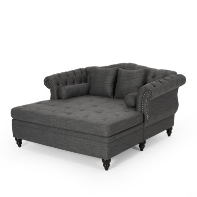 Lamm Tufted Upholstered Chaise Lounge with Rolled Arms and Nailhead Trim by Darby Home Co