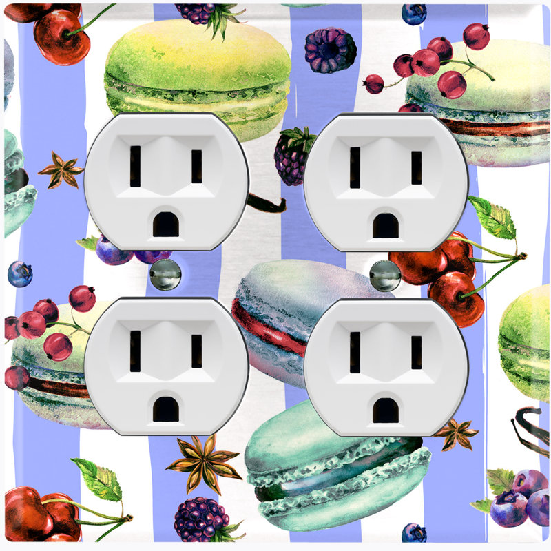 Patterned 2 - Gang Duplex Outlet Standard Wall Plate, Green Purple