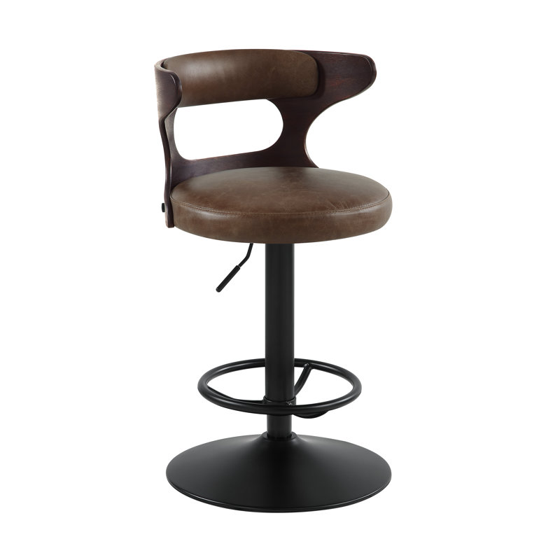 Swivel Upholstered Counter Stool with Solid Wood and Iron Frame