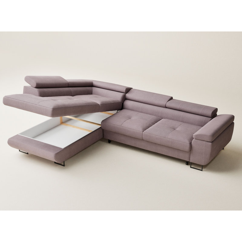 4 Seater Velvet Corner Sofa , Left Hand Facing, Purple