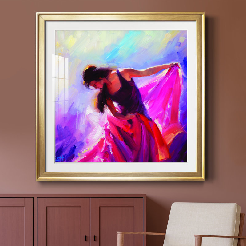 Magenta - peinture encadrée, Papier encadré doré, H 30,5 po x l 30,5 po x P 1,5 po