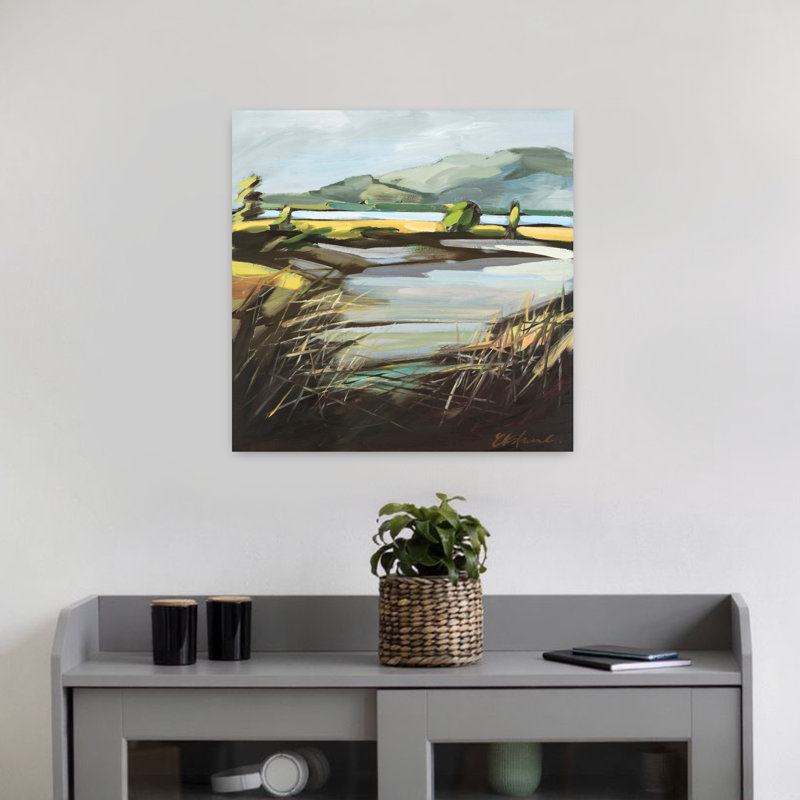 Pantano, paysage abstrait contemporain, art naturel, H 18 po x l 18 po