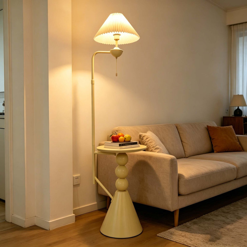 70-inch High Modern Cream-colored, With Corner Table, Rotatable Lamp Head, With Three-color Light Adjustment.