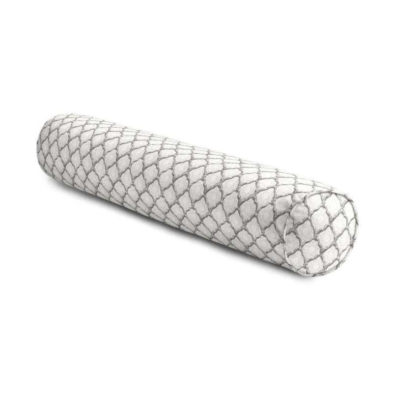 Sanganer Bolster Pillow Cover & Insert, 8" x 24", Gray