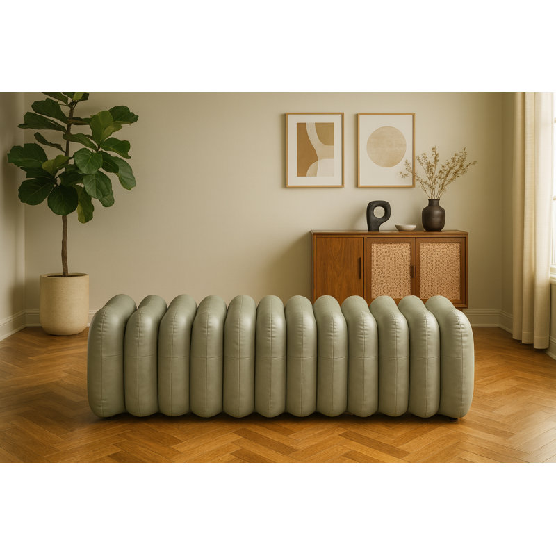 Banc en cuir Atticus, Cuir végétalien vert