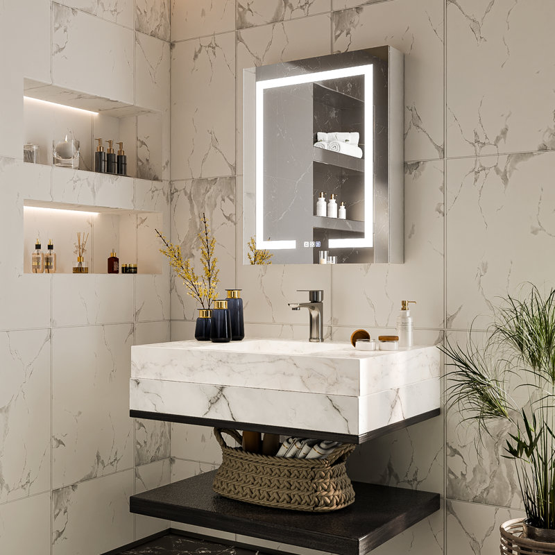 Led Lighting Medicine Cabinet With 3 Adjustable Shelves Recessed Or Surface Mounted Left Hand