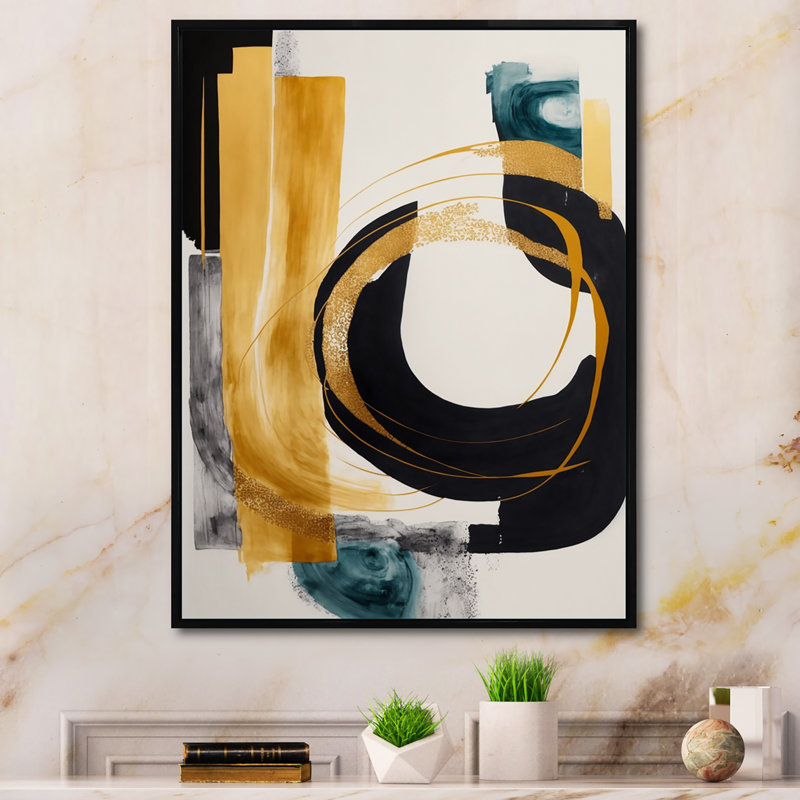 Modern Green Deco III - peinture sur toile, H 40 po x l 30 po x P 1,5 po, Cadre flottant noir