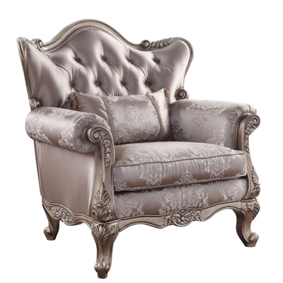 Chaise Jayceon en tissu et finition champagne avec coussin