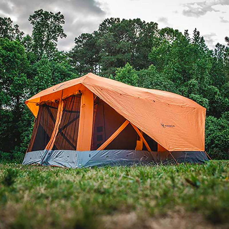 Gazelle T4 Plus 8 Person Pop Up Camping Hub Tent w/Screen Room, Orange
