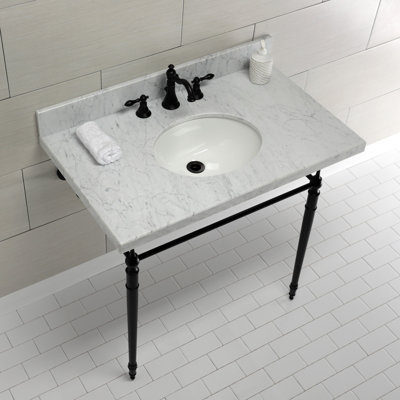 Lavabo de salle de bain console rectangulaire en céramique avec trop-plein Edwardian
