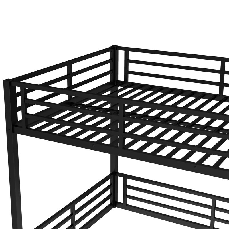 Metal Queen over Queen Bunk Bed for Teens and Adults,Space-Saving/Noise Reduced/No Box Spring Needed,Black