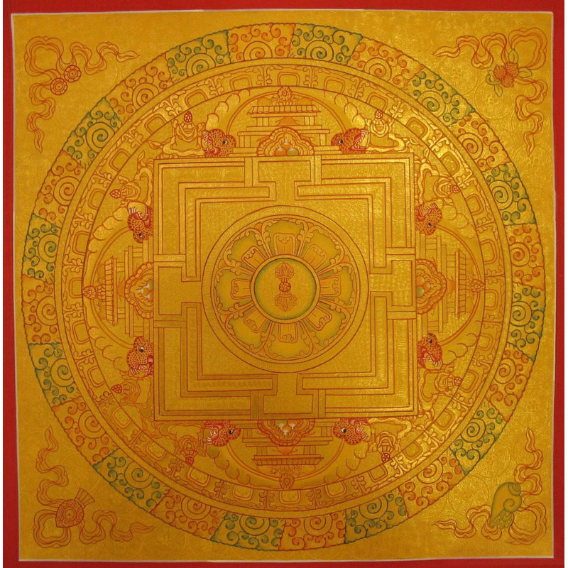 Mandala rond doré (Thangka sans brocart)