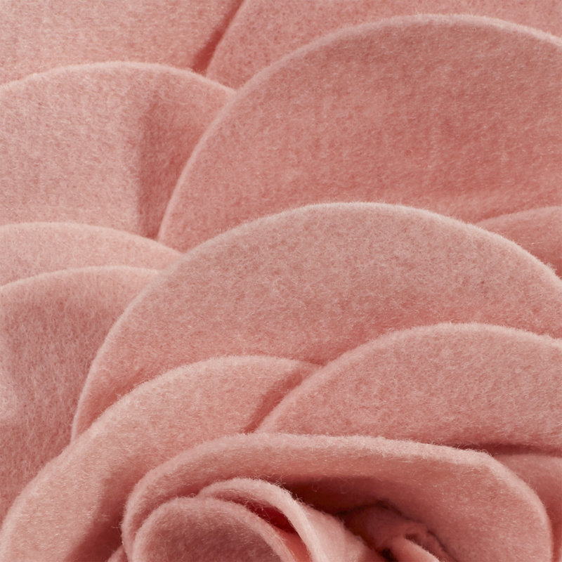 Felt Collection Appliqued Throw Pillow, Rose, 16" H x 16" W