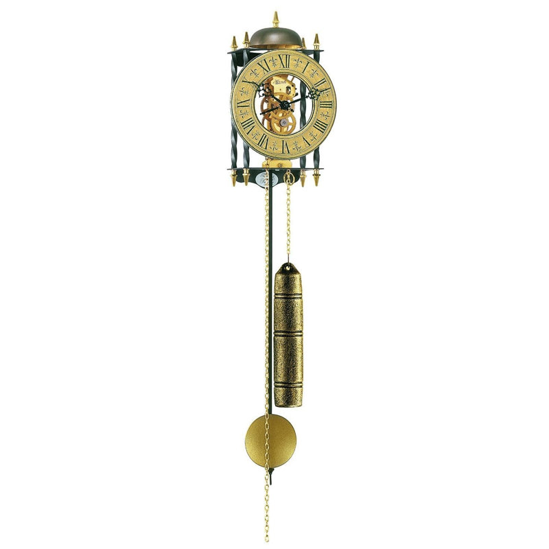 Tyrol Pendulum Wall Clock, Gold Green