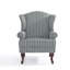 Fauteuil d'appoint à oreilles rembourré en lin gris avec accoudoirs roulés et pieds en bois massif Duward-1464895304