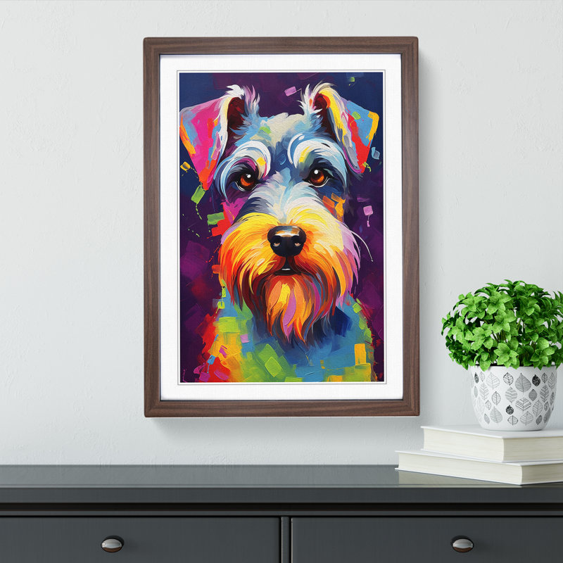 Schnauzer Abstract Art - Framed Print, Walnut Framed, 46cm H x 34cm W