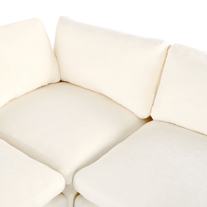 Upholstered Modular Sofa With Storage Space, USB/Wireless Charging & Bluetooth Speaker In Arm, Beige Polyester