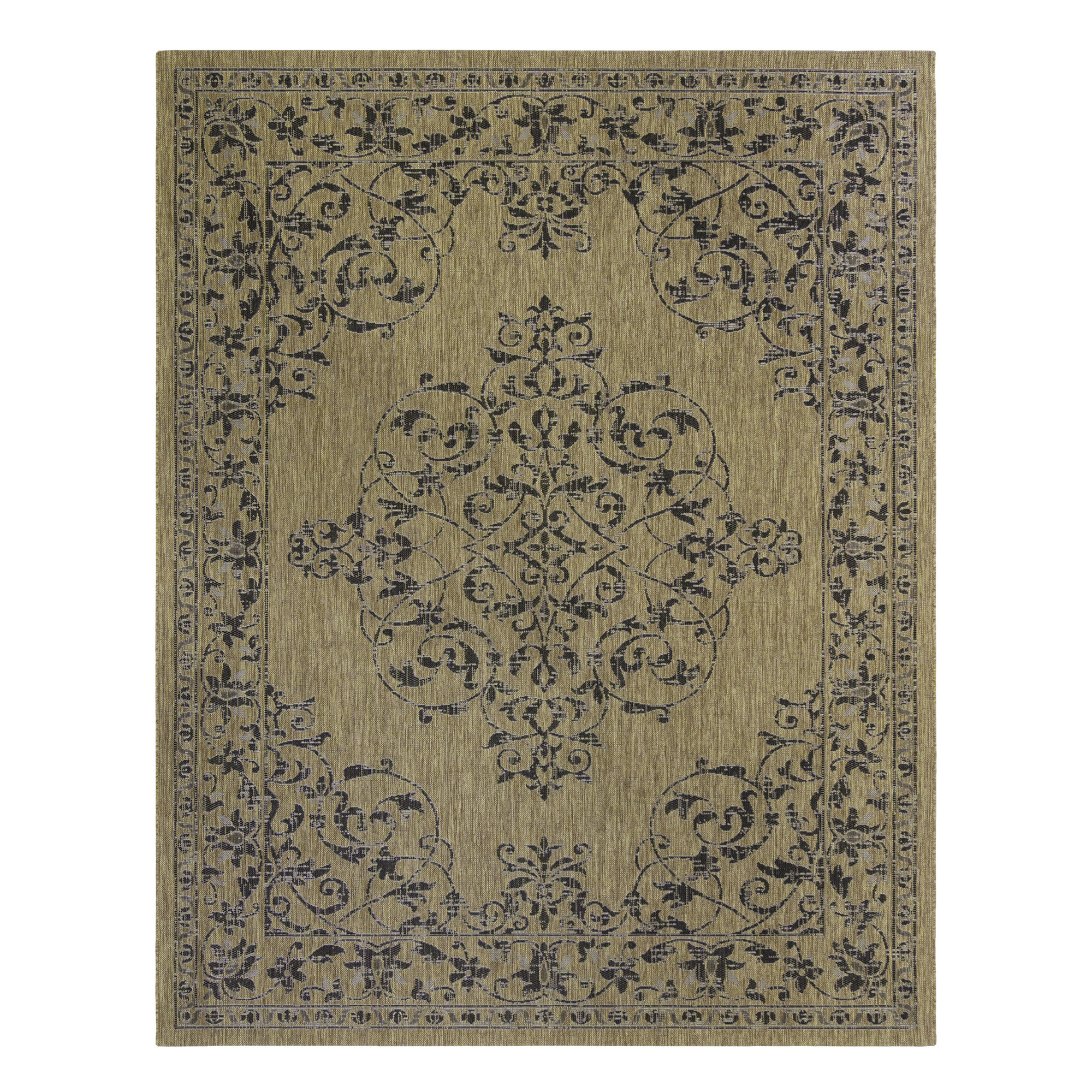 Polyprop Traditional Rug Charlton Home® Solterra Gregary Chestnut Brown Cream Beige Traditional ...
