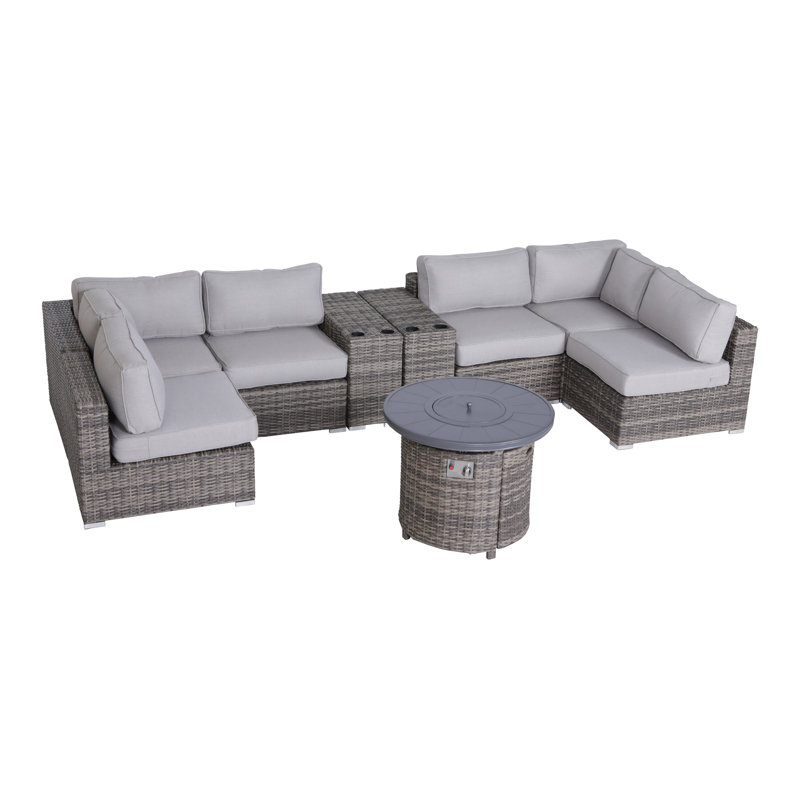 Ensemble de conversation modulaire 9 pièces avec coussins Biles Grey