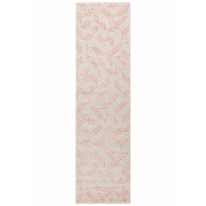 Brannon Pink Shapes Area Rug, Rectangle 66 x 240cm